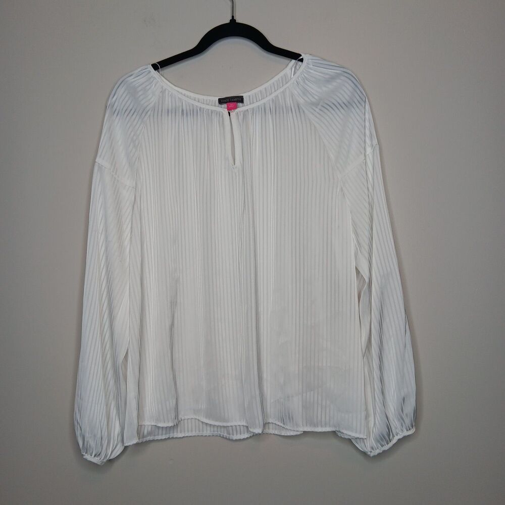 Vince Camuto Women's Shirt Summer Heat White Striped Blouse Top Size Med NWT